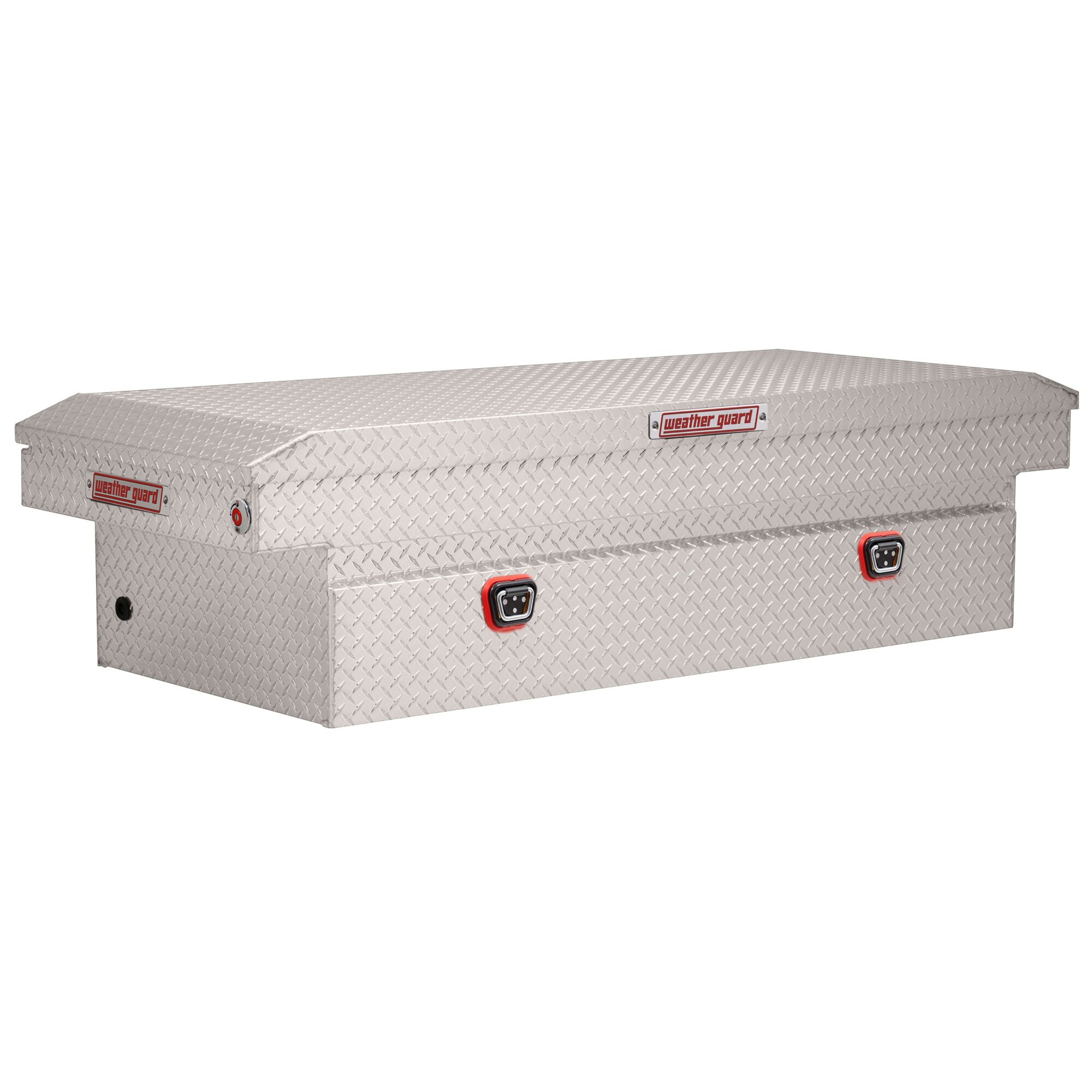 Weather Guard, 71in. L Saddle Box, Full Extra Wide, Width 72 in, Material Aluminum, Color Finish Diamond Plate Silver, Model# 117-0-04